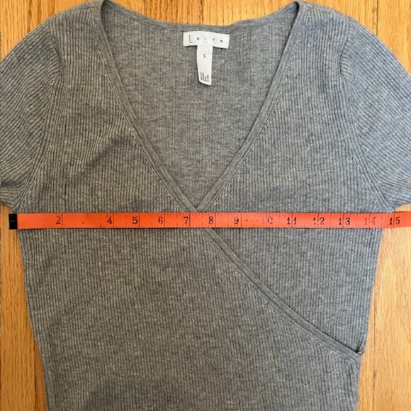 Leith from Nordstrom gray faux wrap ribbed sweater S - Picture 6 of 7